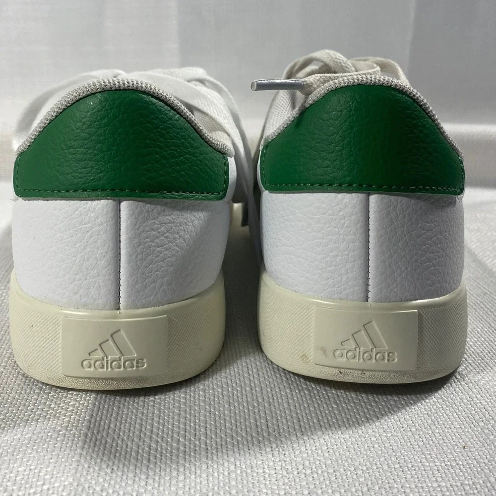 Adidas VL Court 3.0 Low White Green Leather Sneakers ID9069 Mens 7 Womens 8.5